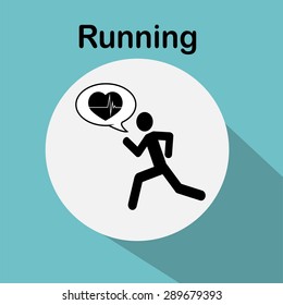Running illustration over color background