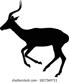 Running Impala (Aepyceros Melampus) auf einer Seite Silhouette gefunden in Karte von Süd- und Ostafrika. Gut für gedruckte Elemente, Tierbücher und Tierinhalte geeignet