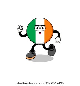 running ireland flag mascot illustration , character design