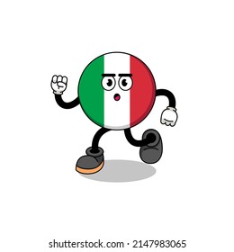 running italy flag mascot illustration , character design