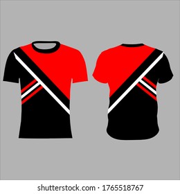 Running Jersey Template. Ready Use Stock Vector. Black, white and red