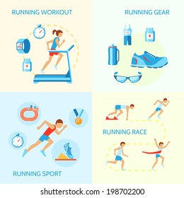 Running Jogging Composition Of Workout Gear Sport Race Icons Isolated Vector Illustration