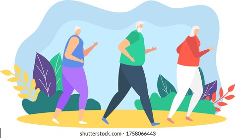Ilustración vectorial de personas corriendo o trotando. Personajes de padre, madre e hija de caricaturas participan en la maratón. Actividades deportivas familiares al aire libre de verano, feliz paternidad aislada en blanco