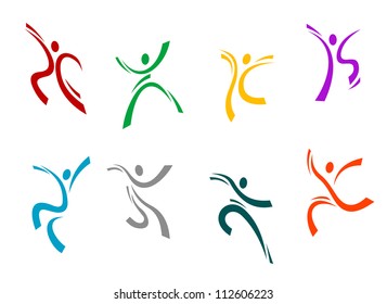 Running, jumping and dancing peoples set for sports design, such a logo. Jpeg version also available in gallery