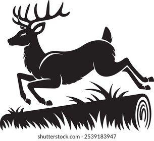 Running And Jumping Deer Illustration, Vector	