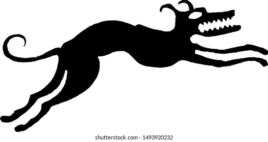 running and jumping dog silhouette drawing