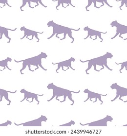 Running and jumping german boxer isolated on a white background. Seamless pattern. Endless texture. Design for wallpaper, fabric, print. Vector illustration.