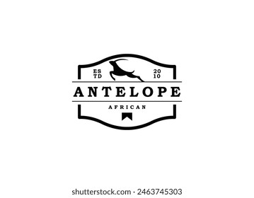 Running Jumping Leaping Ibex Antelope silhouette for adventure outdoor zoo safari travel trip or wildlife conservation logo design