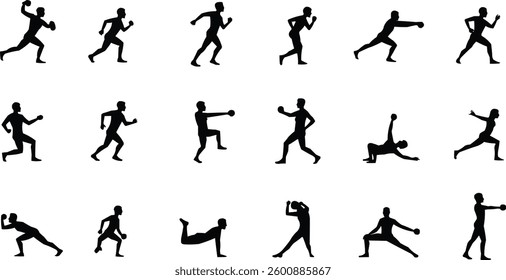 Running and Jumping Sports Figures in Motion