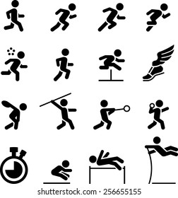 Running, jumping and throwing icons