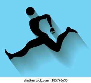 Running, jumping up, hand-drawn vector illustration