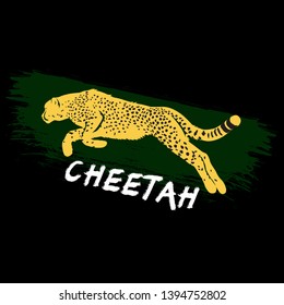 Running Jumping yellow Cheetah with spots