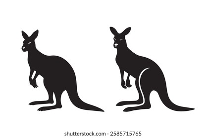 running Kangaroo silhouette vector illustration
