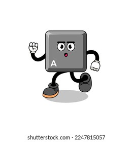 running keyboard A key mascot illustration , character design