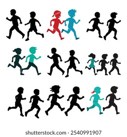 running kid child silhouettes icon