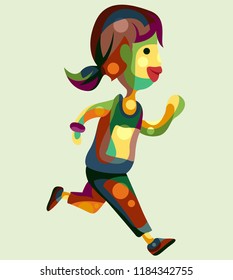 running kid in full colours pop art illustration