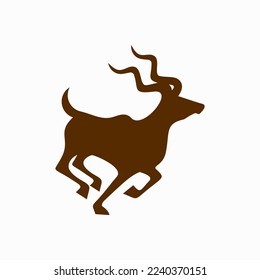 ilustración de vector de silueta kudu en ejecución