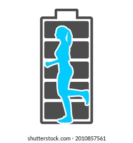 Running lady silhouette with high full level energy battery