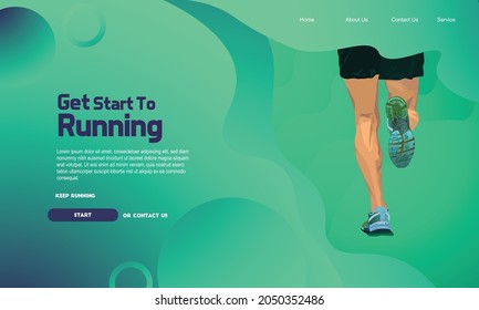 Running landing page design and runner's Legs and gradient green the background  run poster  marathon  city marathon  Chicago marathon 