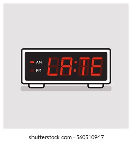 Running Late written on A Vintage Alarm Clock Concept (Line Art in Flat Style Vector Illustration Design)