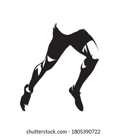 Running legs, abstract isolated vector silhouette, side view