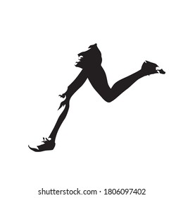 Running legs, abstract isolated vector silhouette, side view