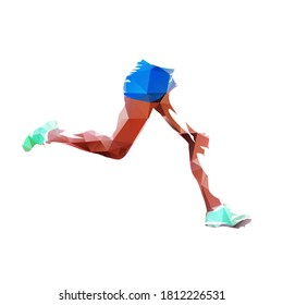 Running legs, low polygonal abstract isolated vector illustration, side view