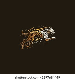 Running leopard. Motion of predator