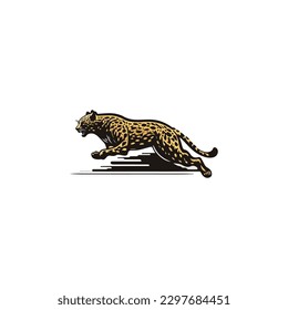 Running leopard. Motion of predator
