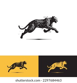 Running leopard. Motion of predator