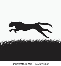 Ilustración vectorial de silueta leopardo en ejecución 