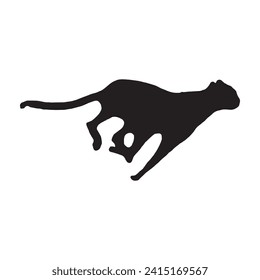 Running Leopard, tiger, Cheetah, Black Panther, Jaguar, (Big Cat Family) Silhouette for Logo or Graphic Design Element. Vector Illustration