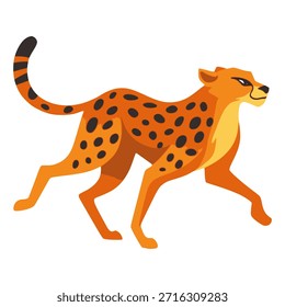 Diseño de Plantilla de Ilustración vectorial de color plano de animal salvaje leopardo corriendo