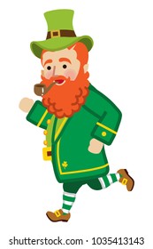Running Leprechaun cartoon Illustration
