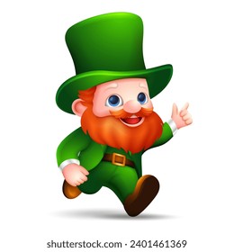 Running Leprechaun, Saint patrick day , 3D Cartoon  element design 