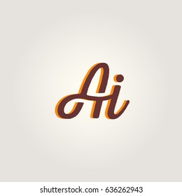 A i Running letter joint logo vector element