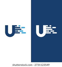 Letra de execução U ícone de design de logotipo elementos de modelo stock vetor.