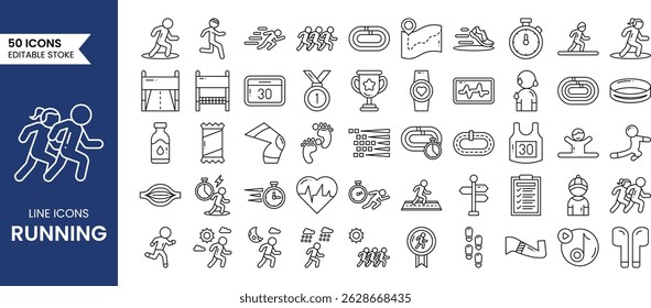 Running line editable icon set. Vector illustrations