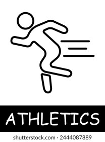 Running line icon. 100 meters, athletics, sports, running, gymnastics, competitions, coach, jumping, muscles, game, person, strength, health. Vector line icon for business and advertising