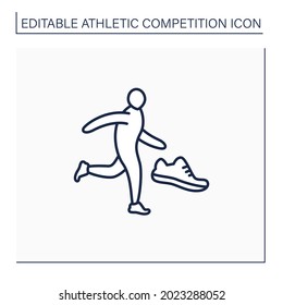 Running line icon. Physical exercise. Person run marathons. Individual sport. Athletic competition concept. Isolated vector illustration. Editable stroke