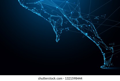 Running from lines, triangles and particle style design. Illustration vector