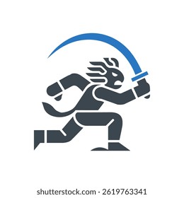 Running Lion Warrior Icon Isolated On White Background