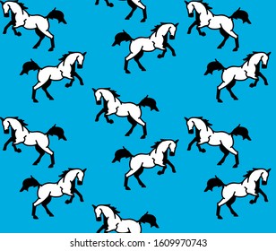 running little horses on a blue background