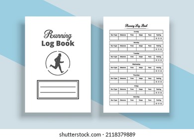 Running log book interior. Weekly exercise tracker journal template. Notebook interior. Weekly running log book template. Running notebook. Exercise planner template.