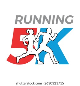 Running logo, running 5k logo design, men and women run logo.