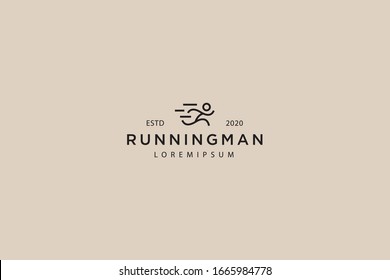 Running logo. abstract man running logo, Vector line icon template