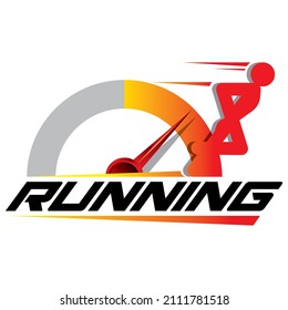 RUNNING LOGO CONCEPT DESIGN WITH STICKMAN, TEMPLATE, VECTOR