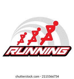 RUNNING LOGO CONCEPT DESIGN WITH STICKMAN, TEMPLATE, VECTOR