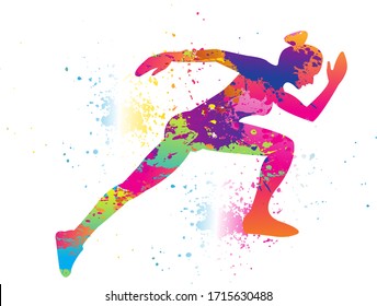 Running logo design. Colorful sport background. Vector illustration.