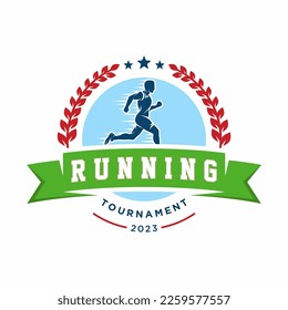 running logo icon design, sports badge template. Vector illustration